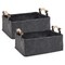Grey Felt Storage Baskets with Wooden Handles, Toilet Paper Bins (15 x 8.1 In, 2 Pack)